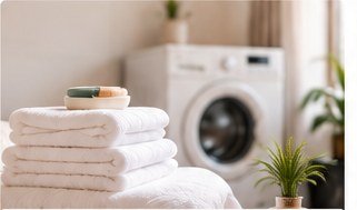 Linge de maison lavé, repassé et plié